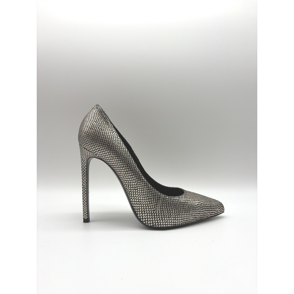 Saint Laurent Paris‎ Anja Pumps Silver Black Snakeskin Stiletto Heels 315530 38